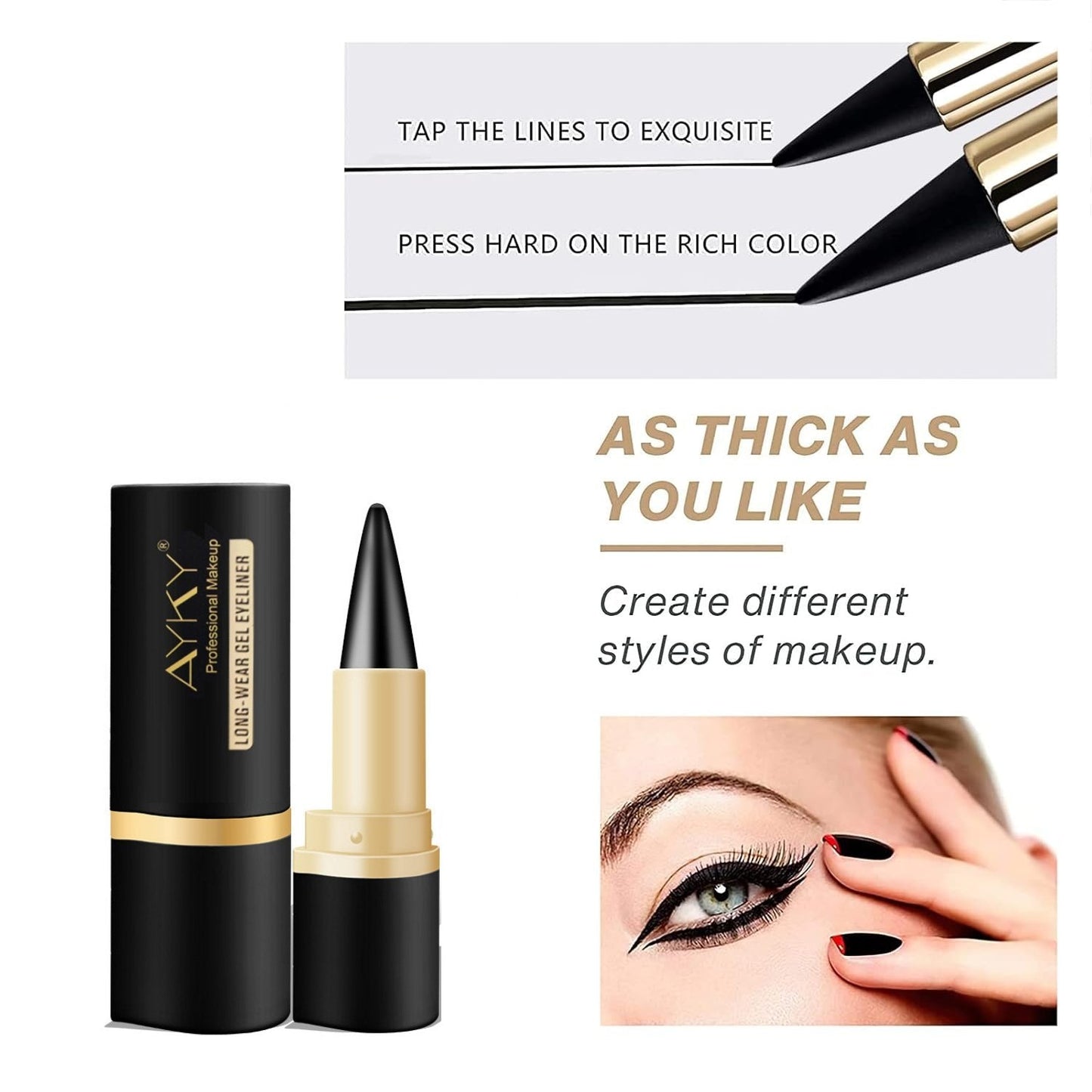 📢Compre 1 e ganhe 1 grátis⏰Conjunto de delineador em gel preto de 2 peças, delineador à prova d'água e à prova de manchas