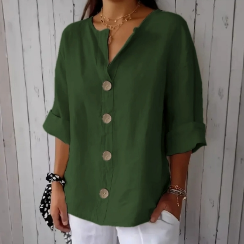👚Camisola feminina de corte largo com botões
