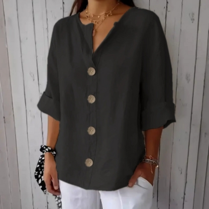 👚Camisola feminina de corte largo com botões