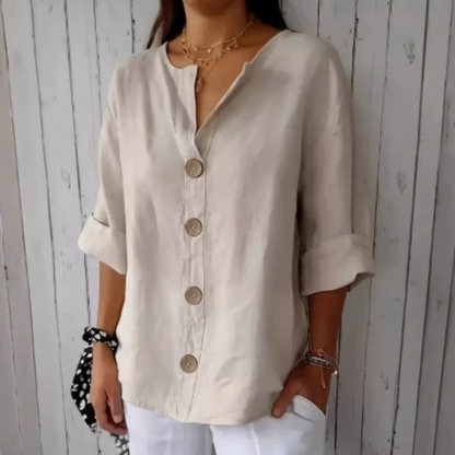 👚Camisola feminina de corte largo com botões