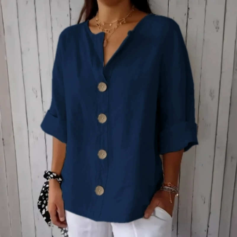 👚Camisola feminina de corte largo com botões