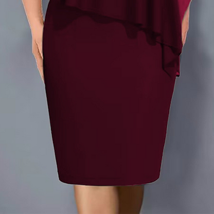 🎉50% DE DESCONTO👗Vestido capa com decote em V e strass com sobreposição de chiffon