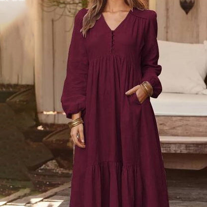 ✨👗Vestidos casuais femininos, versáteis e largos, com decote em V