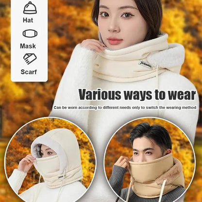 Pluche-voering Verdikte Thermische Muts met Gezichtsmasker voor Mannen en Vrouwen