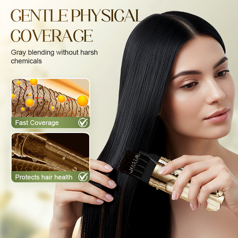 💇‍♀️ COMPRE 3 GANHE 2! ✨ PENTE DE TINTURA DE CABELO 2 EM 1 - Aplicação de precisão para cobertura de cabelos grisalhos, fórmula anti-gotejamento com óleo de argan nutritivo, tempo de processamento de 5 minutos 🌸🧴