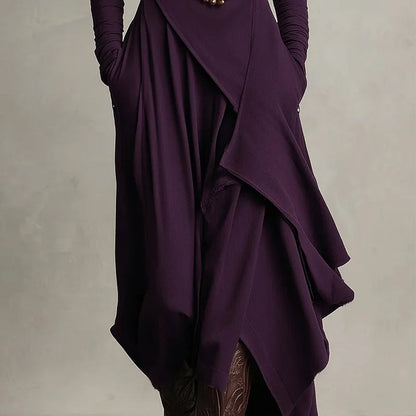 🎅🏻🎉Women's Elegant High-Neck Asymmetrical Draped Maxi Dress