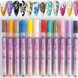 Conjunto de canetas para nail art de 12 cores