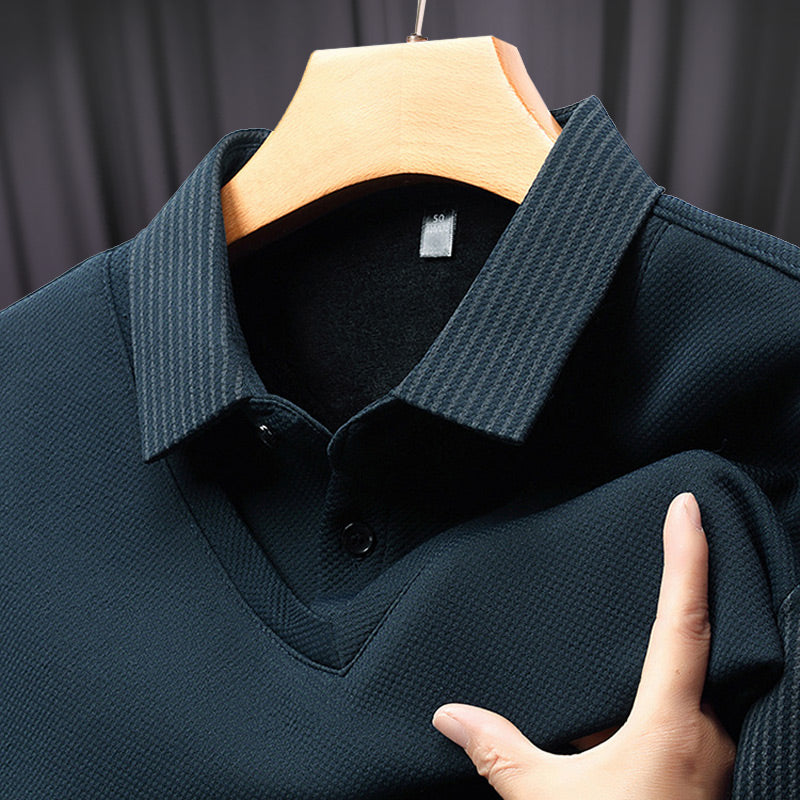 Camisa masculina de malha de duas peças com lapela falsa