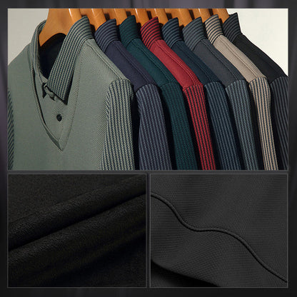 Camisa masculina de malha de duas peças com lapela falsa