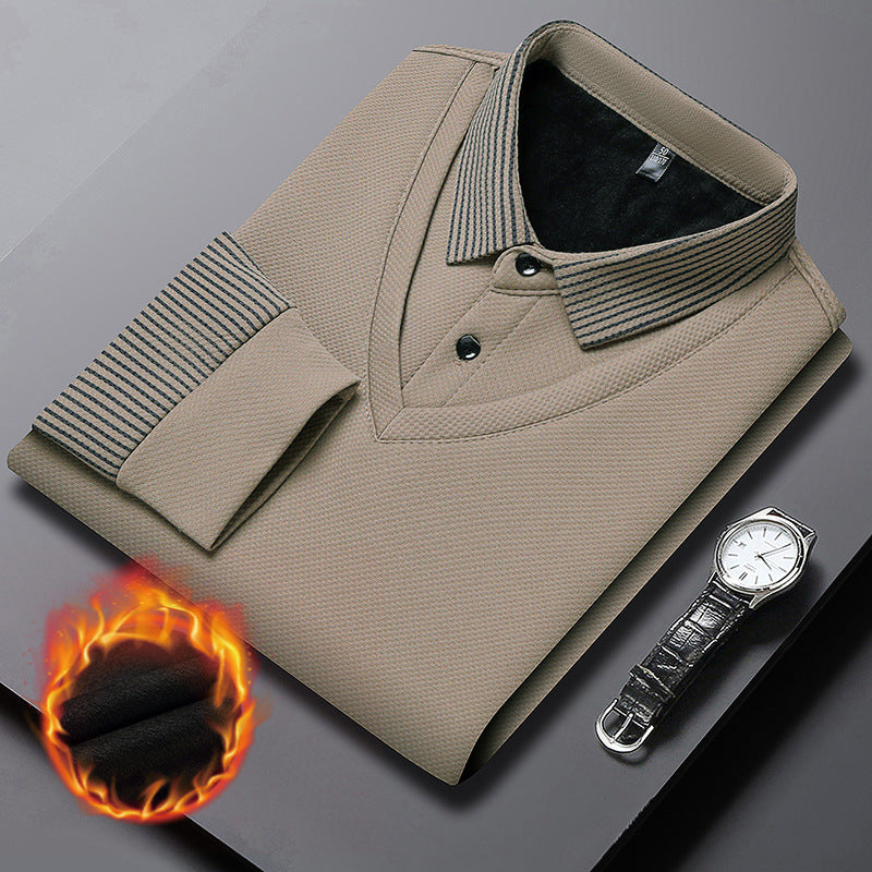 Camisa masculina de malha de duas peças com lapela falsa