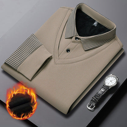 Camisa masculina de malha de duas peças com lapela falsa