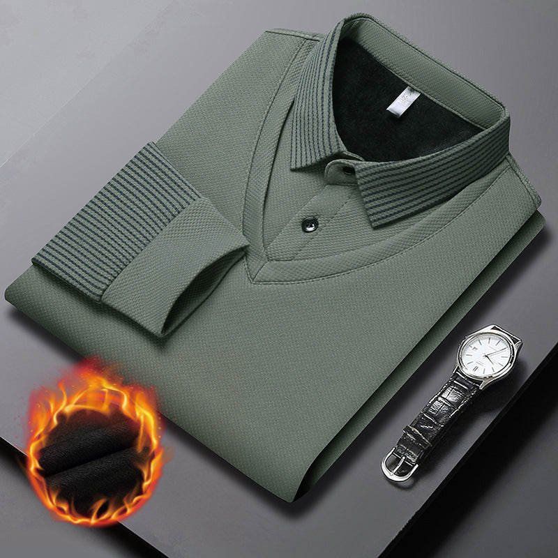 Camisa masculina de malha de duas peças com lapela falsa