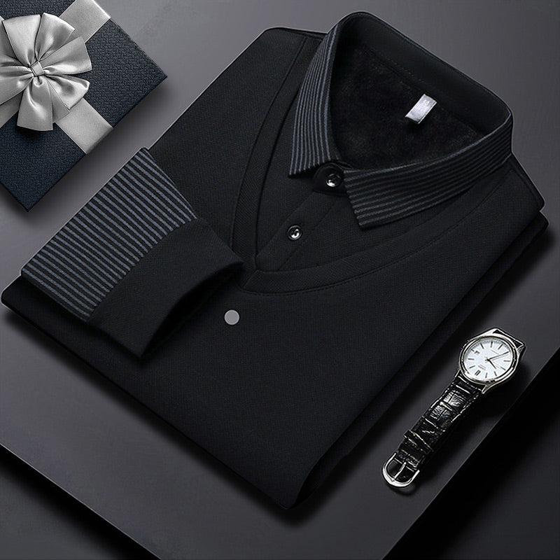 Camisa masculina de malha de duas peças com lapela falsa