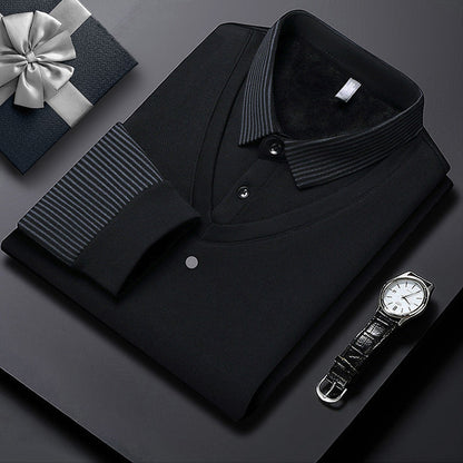 Camisa masculina de malha de duas peças com lapela falsa