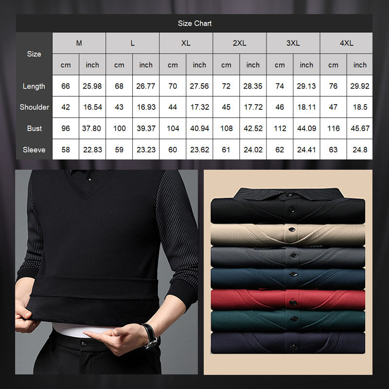 Camisa masculina de malha de duas peças com lapela falsa