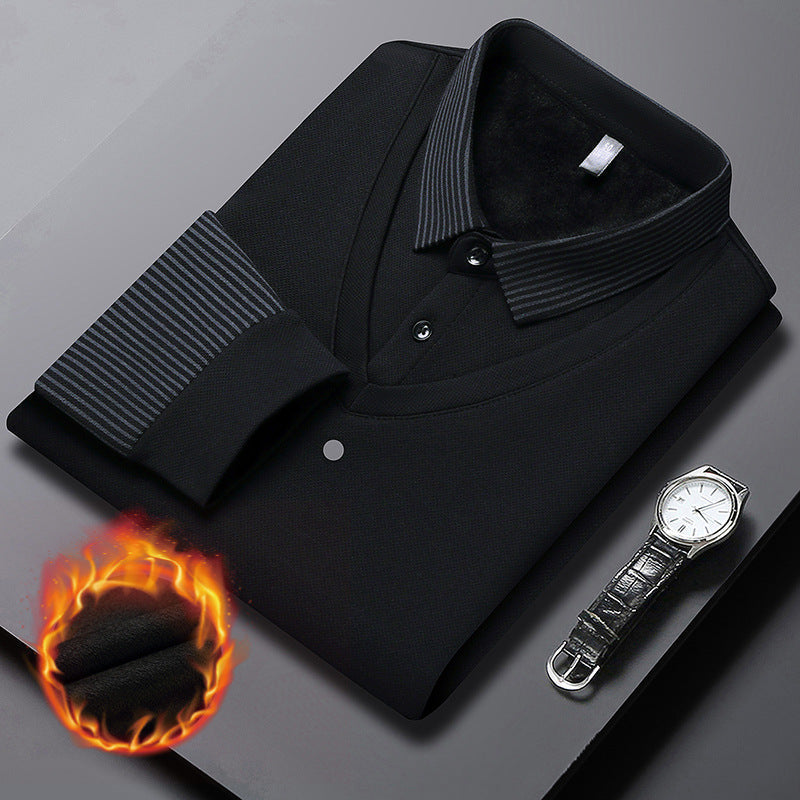 Camisa masculina de malha de duas peças com lapela falsa
