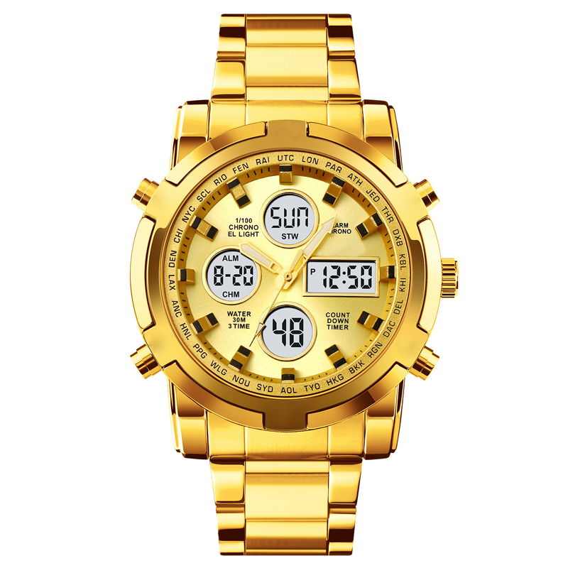 Relógio militar à prova de água para homem – analógico-digital, aço inoxidável e resistente a choques 🛡️