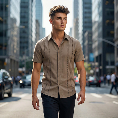 ✨👔 Camisa masculina de manga curta elegante e leve perfeita para o dia a dia e verão