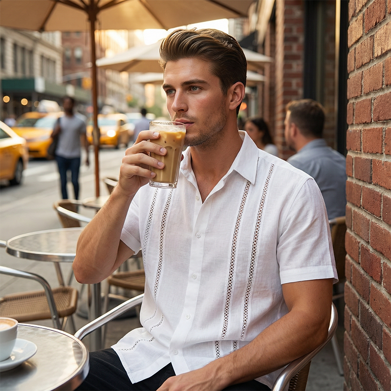 ✨👔 Camisa masculina de manga curta elegante e leve perfeita para o dia a dia e verão