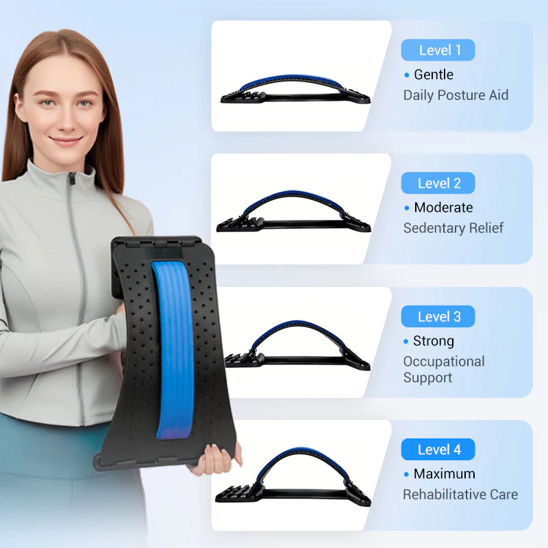 🩹 50% DE DESCONTO EM PROMOÇÃO RELÂMPAGO! ⚡ Alongador Lombar – Suporte Ergonômico para a Coluna, Níveis de Alongamento Ajustáveis, Leve e Portátil 🪑