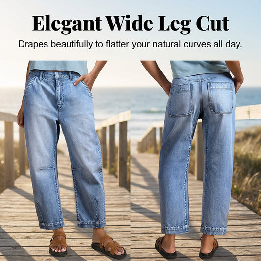 Calça jeans feminina cropped barrel de cintura alta