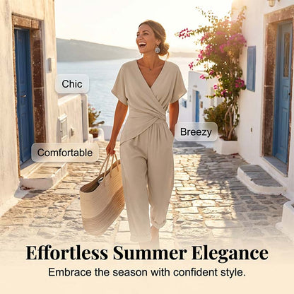 💃 Conjunto elegante de duas peças em cor sólida — cria instantaneamente uma silhueta feminina!