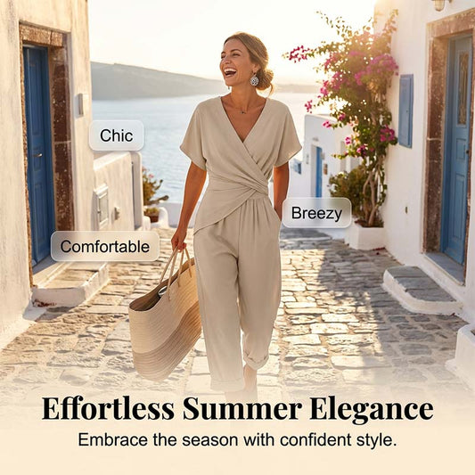 💃 Conjunto elegante de duas peças em cor sólida — cria instantaneamente uma silhueta feminina!