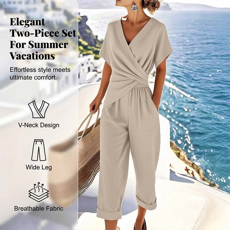 💃 Conjunto elegante de duas peças em cor sólida — cria instantaneamente uma silhueta feminina!