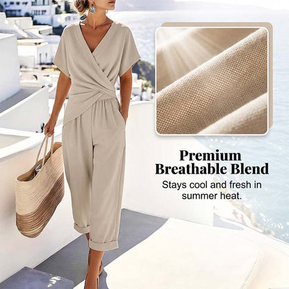 💃 Conjunto elegante de duas peças em cor sólida — cria instantaneamente uma silhueta feminina!