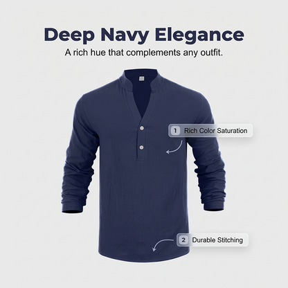 Camiseta Henley casual de outono para homem