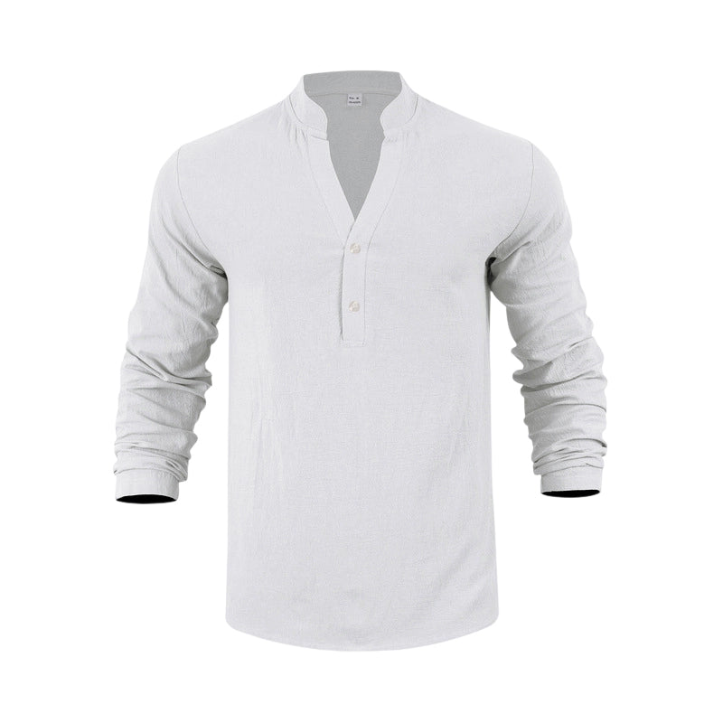 Camiseta Henley casual de outono para homem