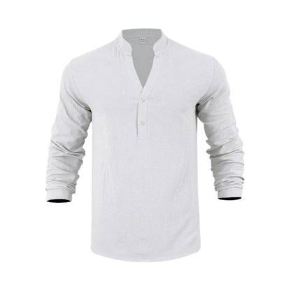 Camiseta Henley casual de outono para homem