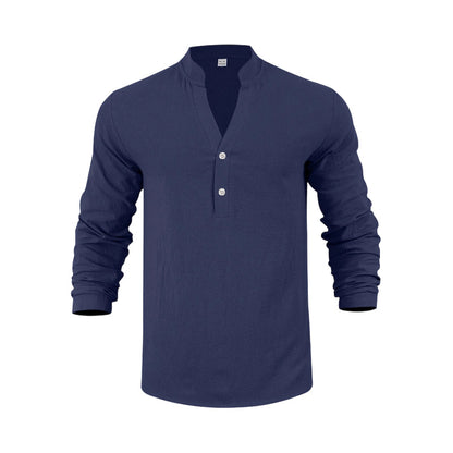 Camiseta Henley casual de outono para homem