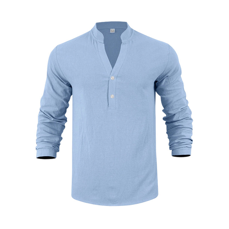 Camiseta Henley casual de outono para homem
