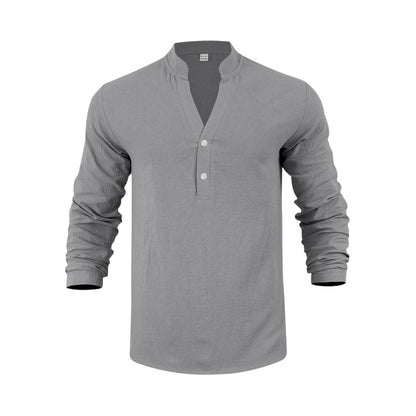 Camiseta Henley casual de outono para homem