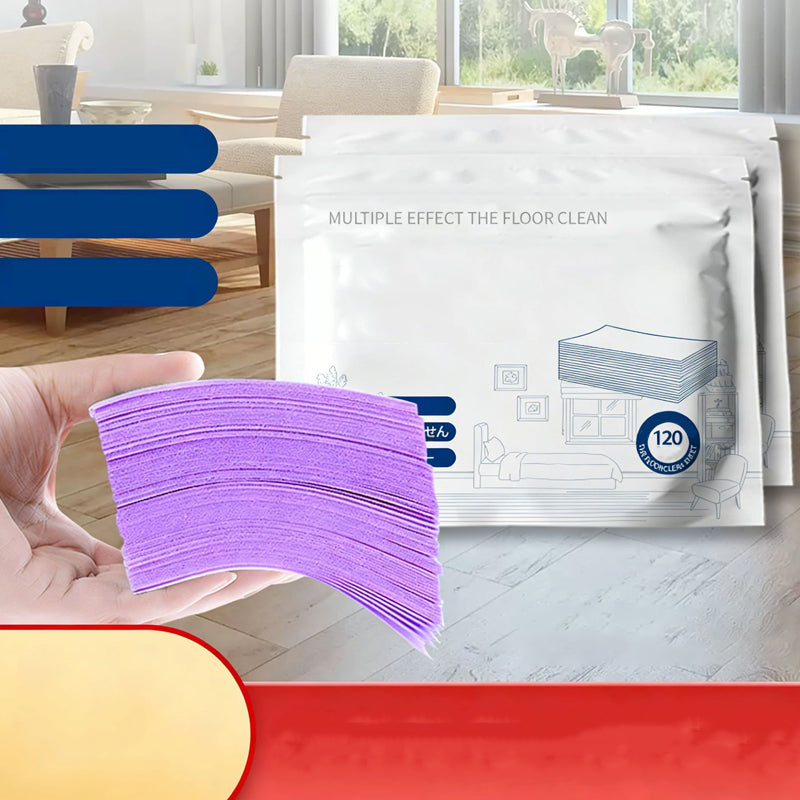 Toalhetes para o chão solúveis em água – Basta colocá-los na água, sem necessidade de medir. Limpa e dá brilho a todos os tipos de chão. Seguro e sem deixar marcas. Embalagem com 120 toalhetes. O seu aliado diário. 🧹💧