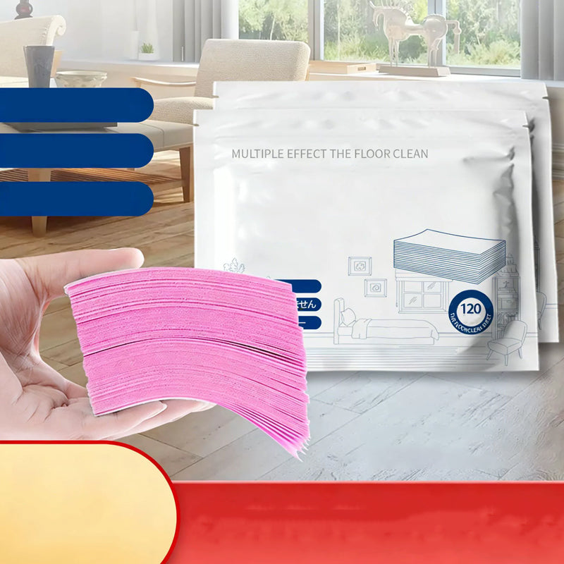 Toalhetes para o chão solúveis em água – Basta colocá-los na água, sem necessidade de medir. Limpa e dá brilho a todos os tipos de chão. Seguro e sem deixar marcas. Embalagem com 120 toalhetes. O seu aliado diário. 🧹💧