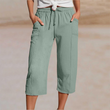 🏖️Summer Sale-50% OFF✨Women's Solid-Color Pleated Cotton-Linen Cropped Pants