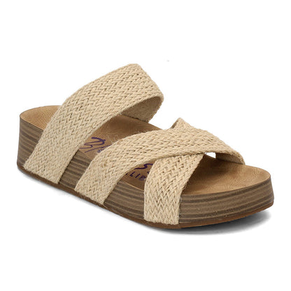 👡 50% DE DESCONTO AGORA! 🔥 Sandálias de cunha com tiras entrecruzadas para mulher – Confortáveis, elegantes e perfeitas para os dias de verão