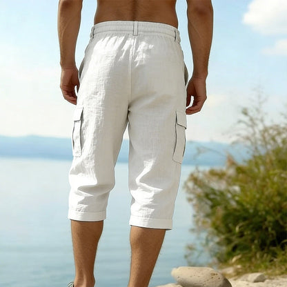 👖Calças capri cargo para homem em mistura de linho🌬️ Leves, respiráveis e concebidas para o conforto