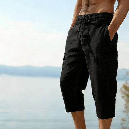 👖Calças capri cargo para homem em mistura de linho🌬️ Leves, respiráveis e concebidas para o conforto