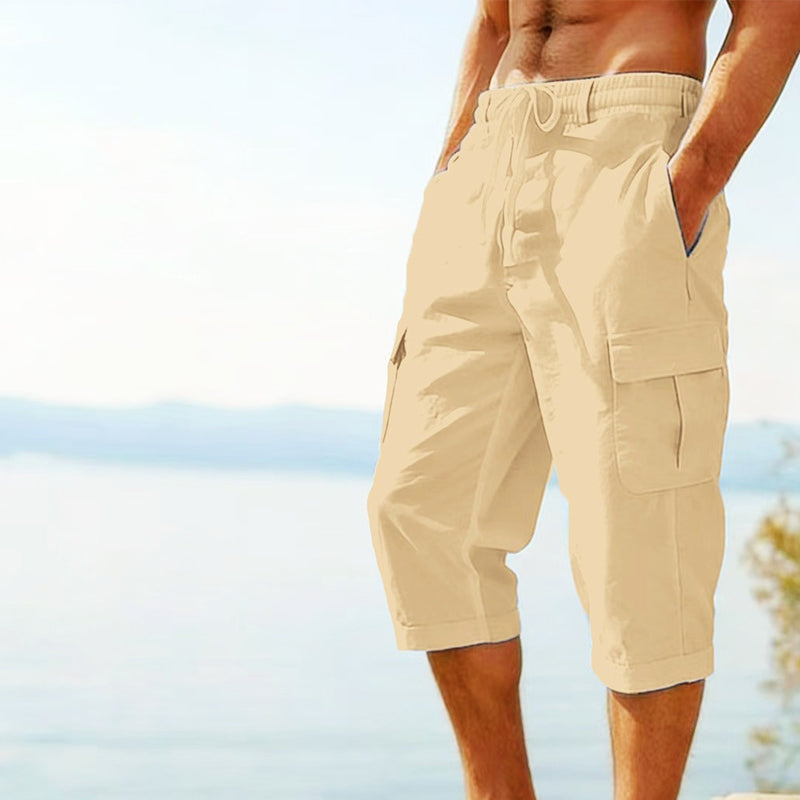 👖Calças capri cargo para homem em mistura de linho🌬️ Leves, respiráveis e concebidas para o conforto