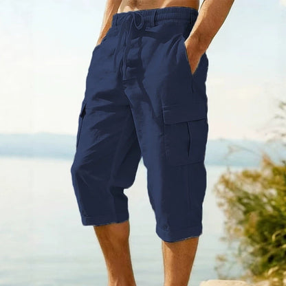 👖Calças capri cargo para homem em mistura de linho🌬️ Leves, respiráveis e concebidas para o conforto