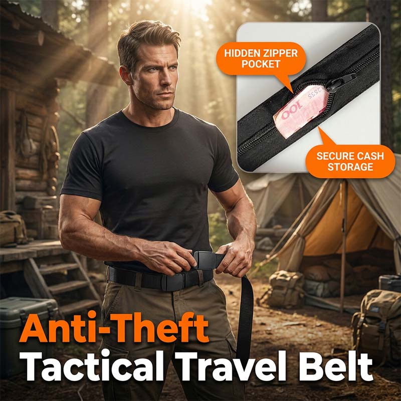 Cinto tático de viagem com bolso oculto para dinheiro