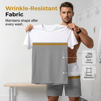 🏃‍♂️✨ Conjunto esportivo masculino respirável com blocos de cor – leve e confortável para verão