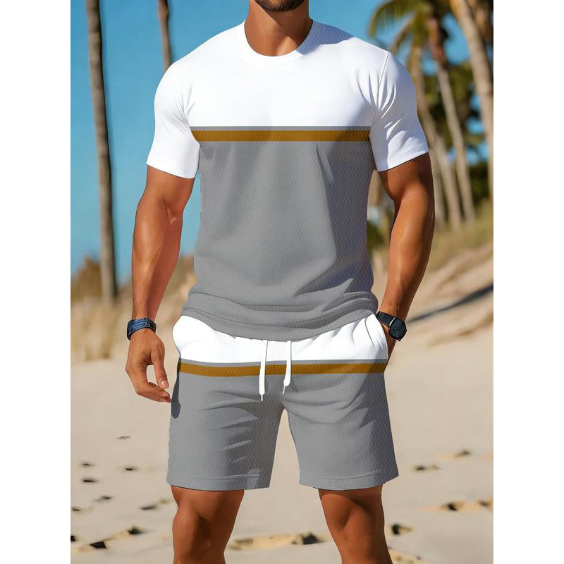 🏃‍♂️✨ Conjunto esportivo masculino respirável com blocos de cor – leve e confortável para verão