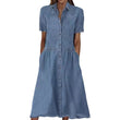 ✨👗 Vestido camisa jeans feminino elegante e casual confortável para o dia a dia