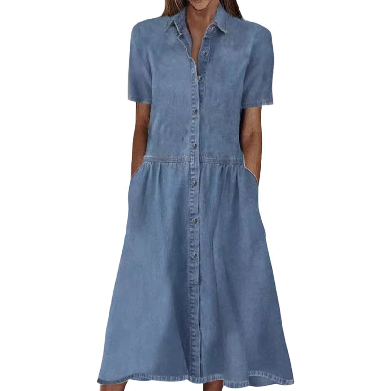 ✨👗 Vestido camisa jeans feminino elegante e casual confortável para o dia a dia