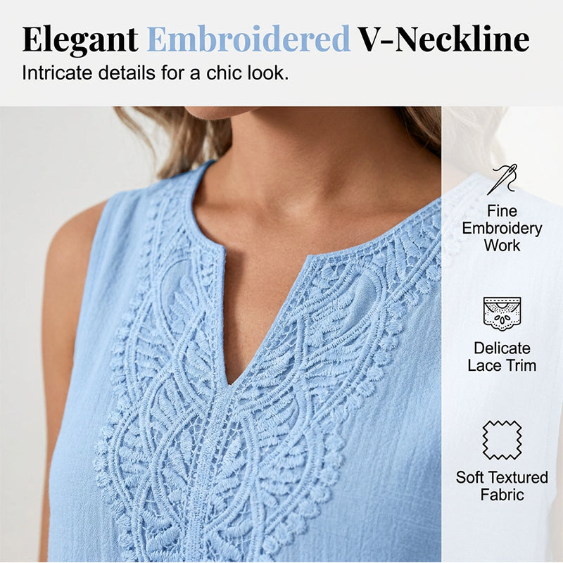 ✨OFERTA LIMITADA 💕 Vestido Bordado V-Neck | Conforto Diário