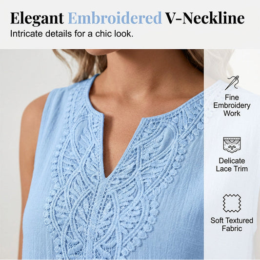 ✨OFERTA LIMITADA 💕 Vestido Bordado V-Neck | Conforto Diário